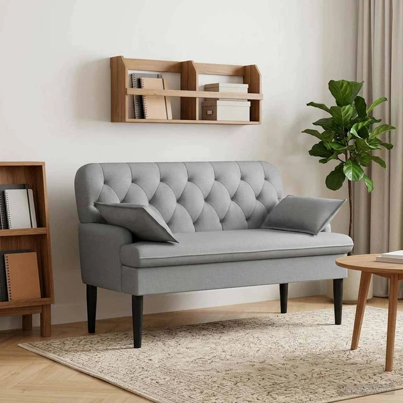vidaXL Lovingseat met knoopge tuft Lichtgrijs 111 x 68 x 80 cm Stof