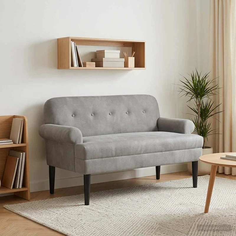 vidaXL Lovingseat met knoopge tuft Lichtgrijs 120 x 66 x 78 cm fluweel