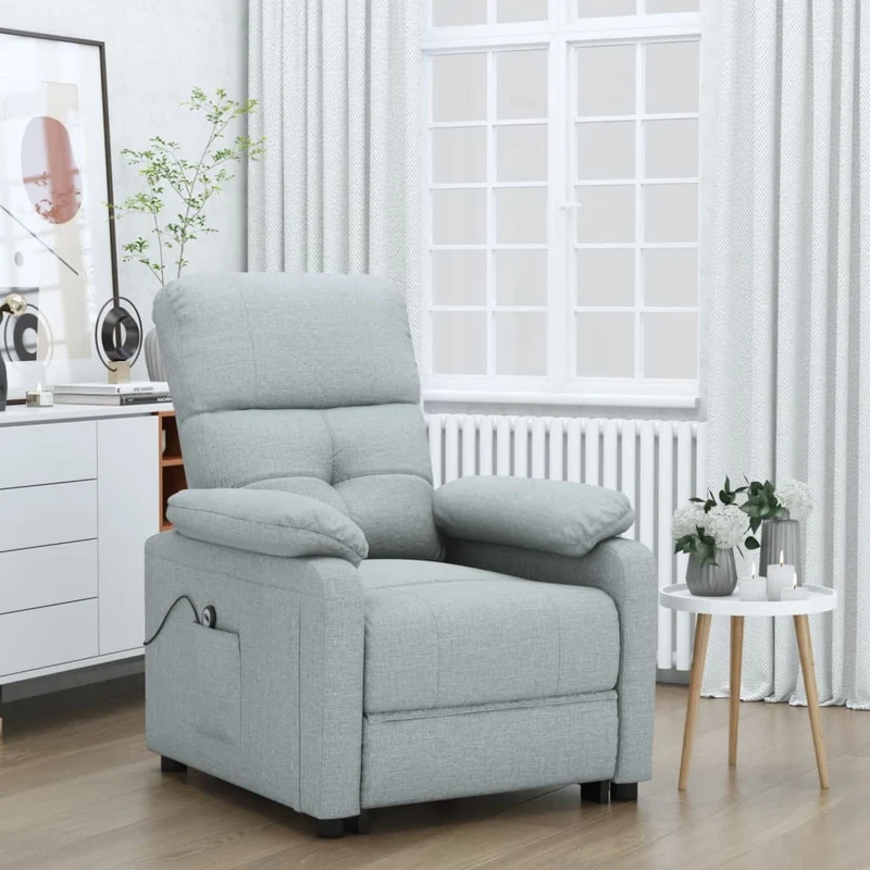 vidaXL Fauteuil elektrisch verstelbaar stof lichtgrijs