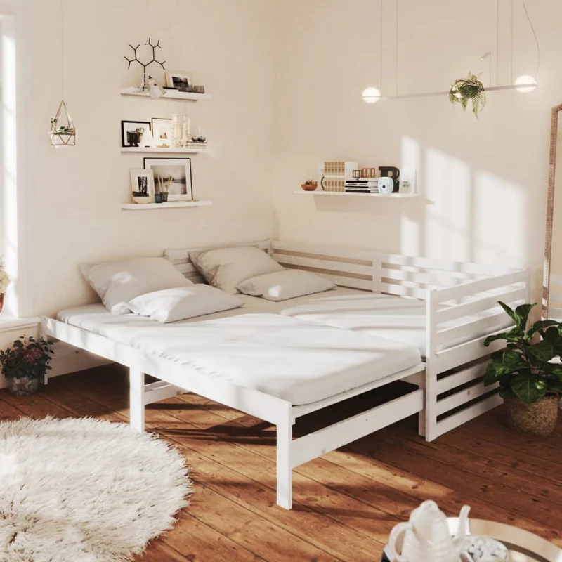 vidaXL Slaapbank uitschuifbaar massief grenenhout 2x(90x200) cm