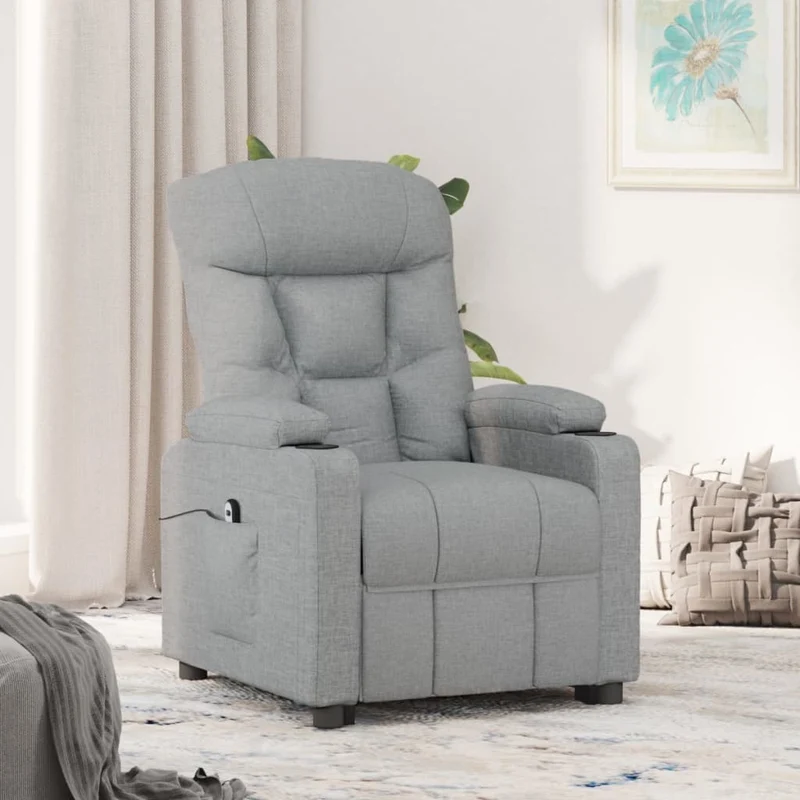 vidaXL Fauteuil elektrisch verstelbaar stof lichtgrijs