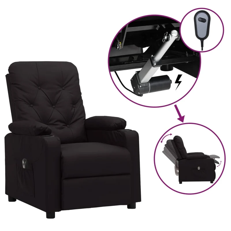 vidaXL Fauteuil elektrisch verstelbaar kunstleer zwart