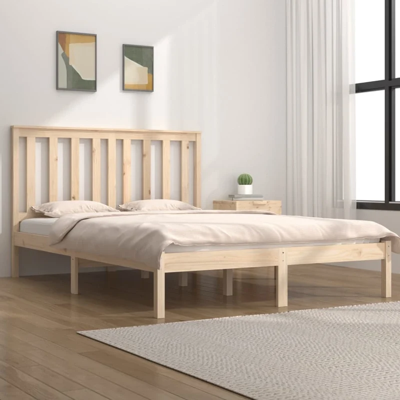 vidaXL Bedframe massief grenenhout zwart 75x190 cm