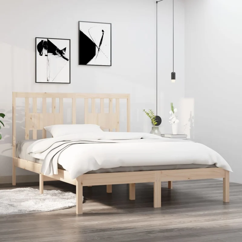 vidaXL Bedframe massief hout zwart 75x190 cm