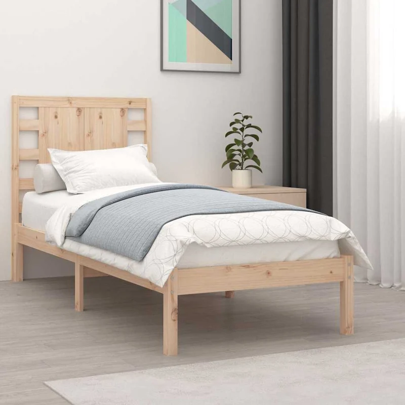 vidaXL Bedframe massief hout zwart 75x190 cm