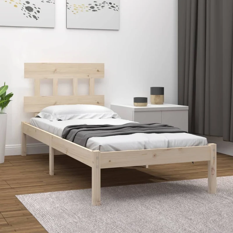 vidaXL Bedframe massief hout zwart 75x190 cm