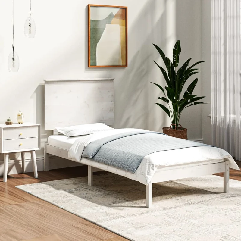 vidaXL Bedframe massief hout wit 90x190 cm