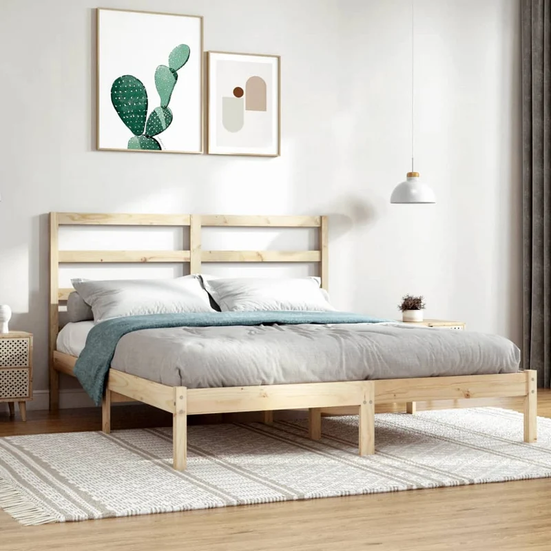 vidaXL Bedframe massief hout zwart 75x190 cm