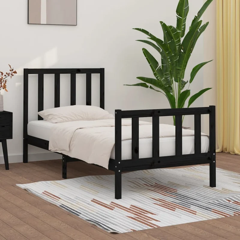 vidaXL Bedframe massief hout wit 75x190 cm