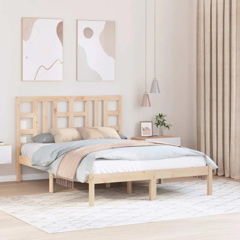 vidaXL Bedframe massief hout zwart 75x190 cm