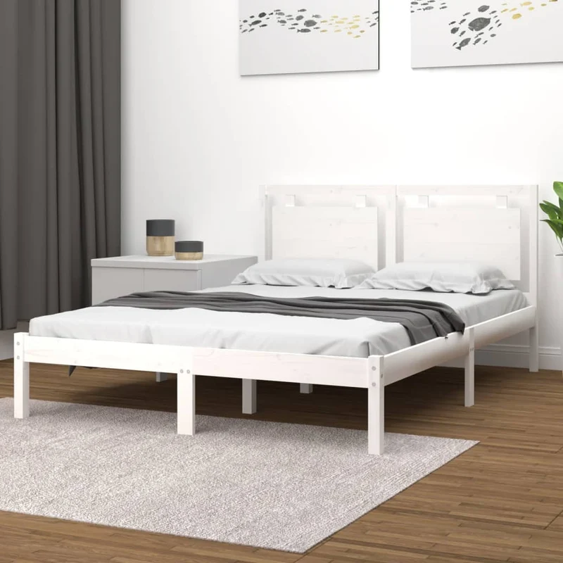 vidaXL Bedframe massief hout zwart 75x190 cm