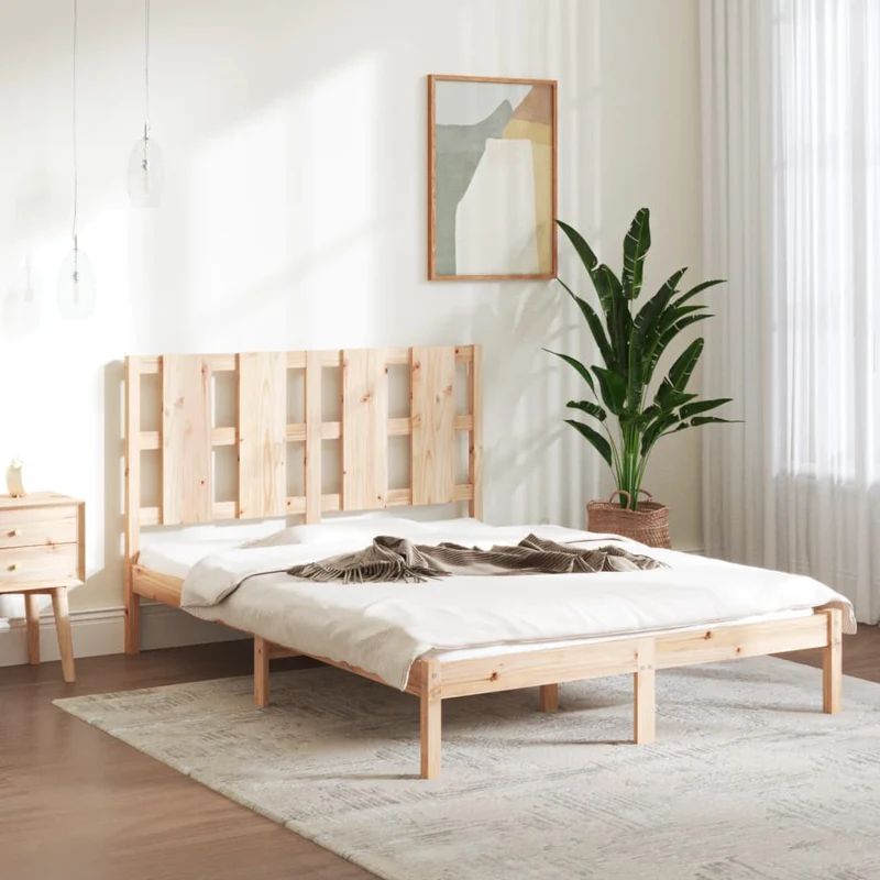 vidaXL Bedframe massief hout zwart 75x190 cm