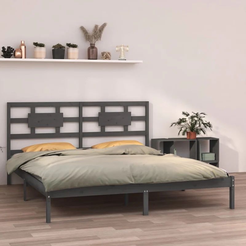 vidaXL Bedframe massief hout zwart 75x190 cm