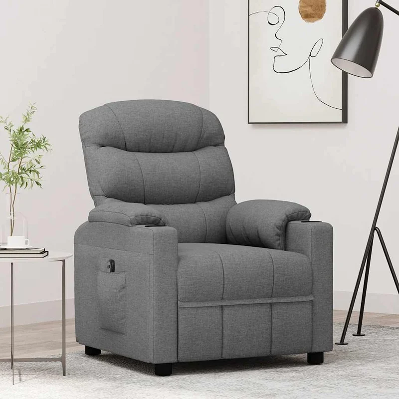 vidaXL Fauteuil elektrisch verstelbaar stof lichtgrijs