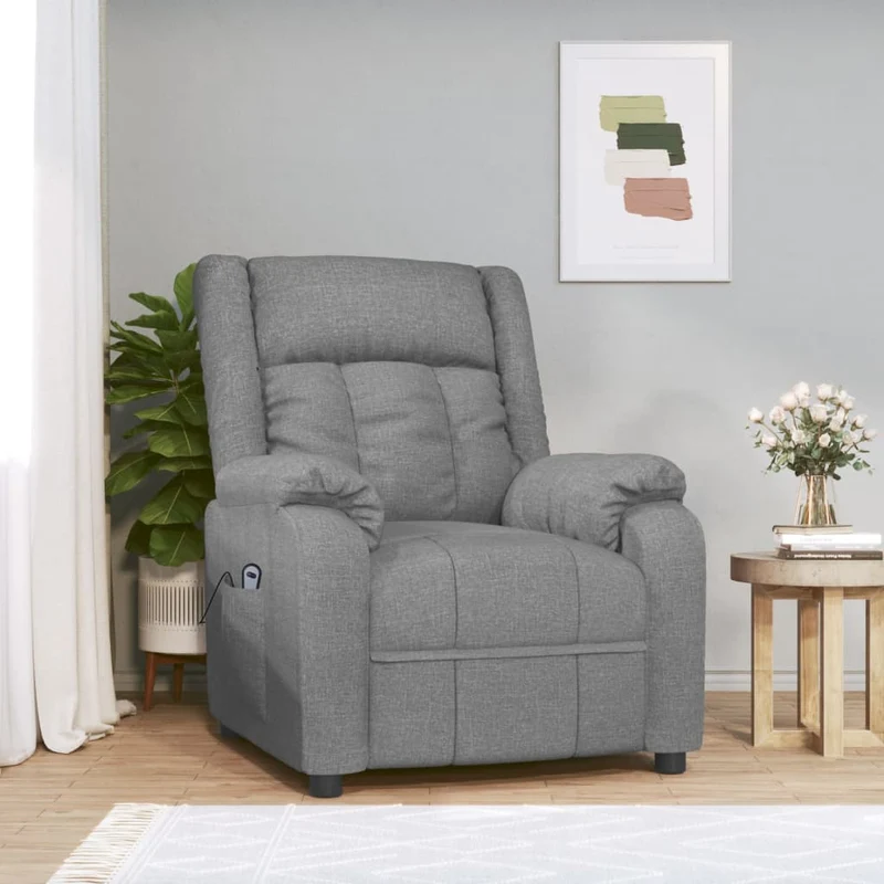 vidaXL Fauteuil elektrisch verstelbaar stof lichtgrijs