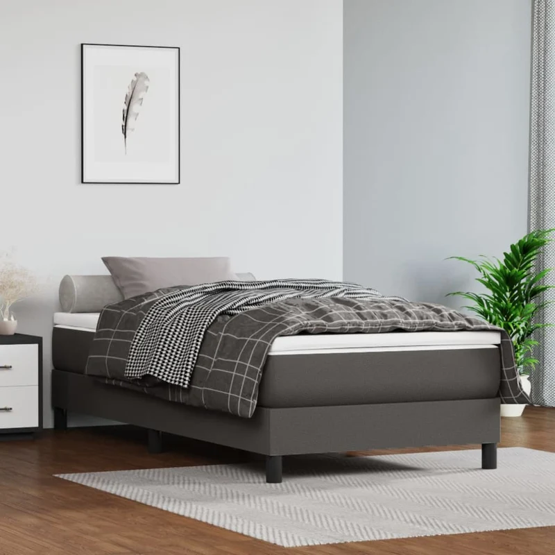vidaXL Boxspring met matras kunstleer zwart 80x200 cm