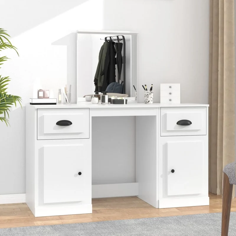 vidaXL Kaptafel met spiegel 130x50x132,5 cm wit