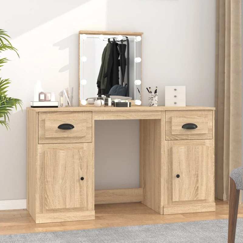 vidaXL Kaptafel met LED-verlichting 130x50x132,5 cm sonoma eikenkleur