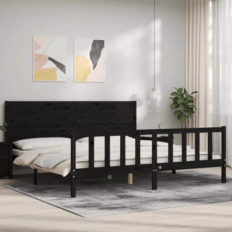 vidaXL Bedframe met hoofdbord massief hout