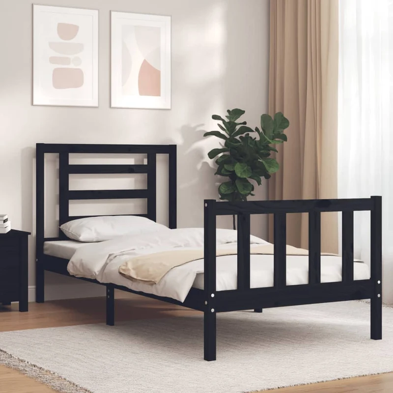 vidaXL Bedframe met hoofdbord massief hout wit