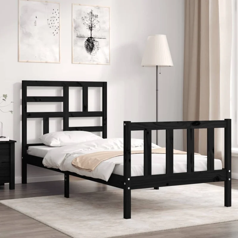 vidaXL Bedframe met hoofdbord massief hout