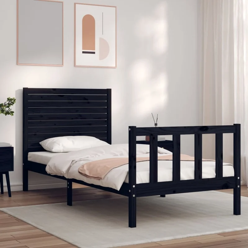 vidaXL Bedframe met hoofdbord massief hout