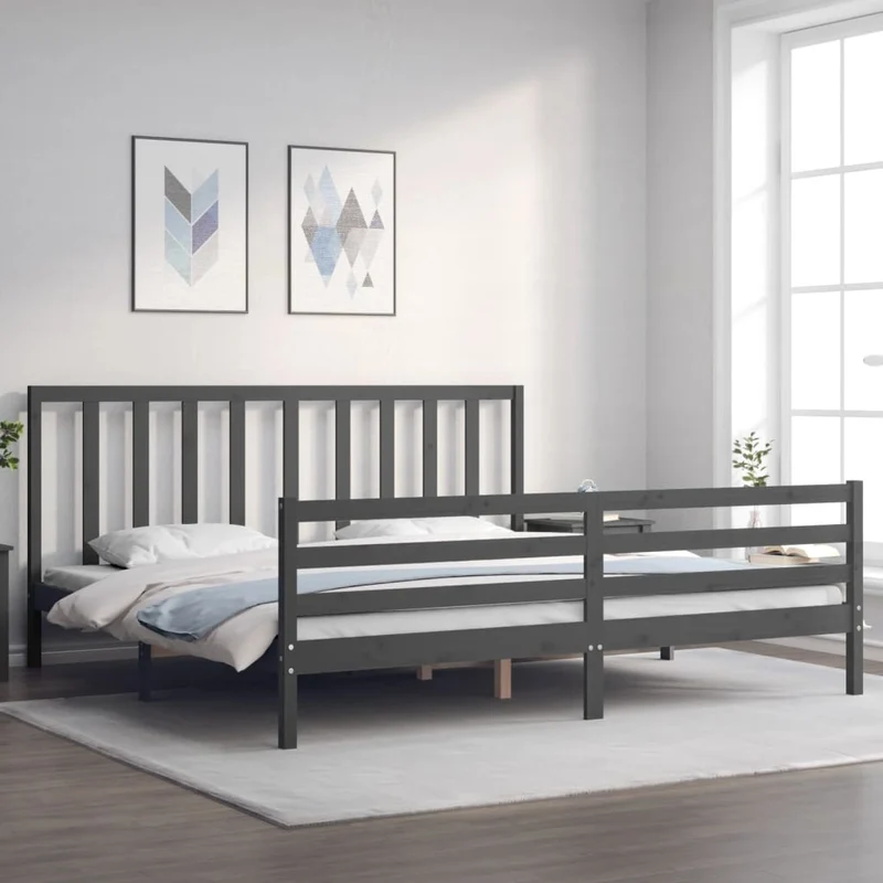 vidaXL Bedframe met hoofdbord massief hout