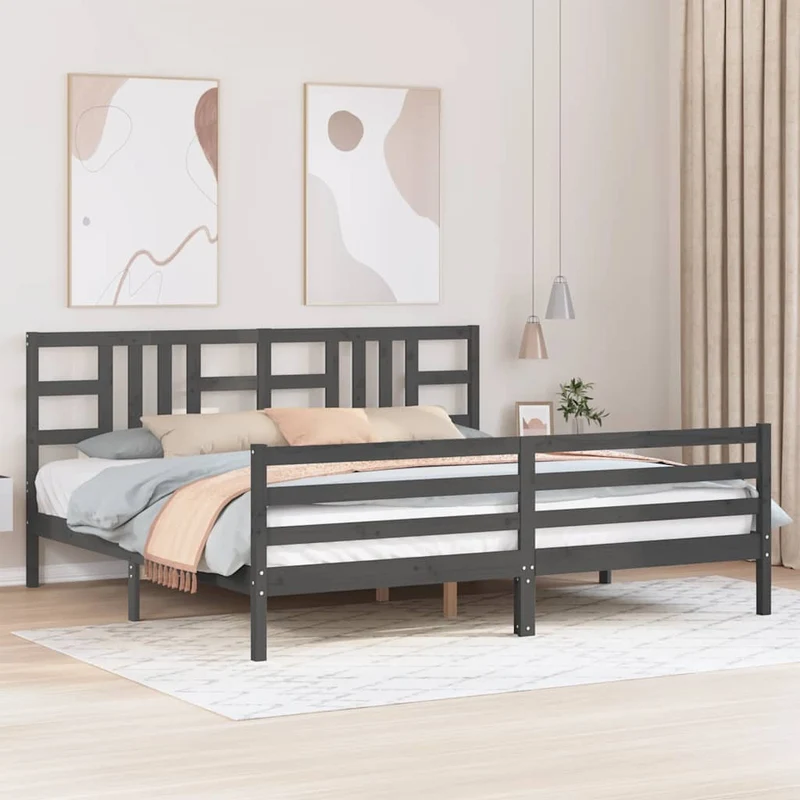 vidaXL Bedframe met hoofdbord massief hout