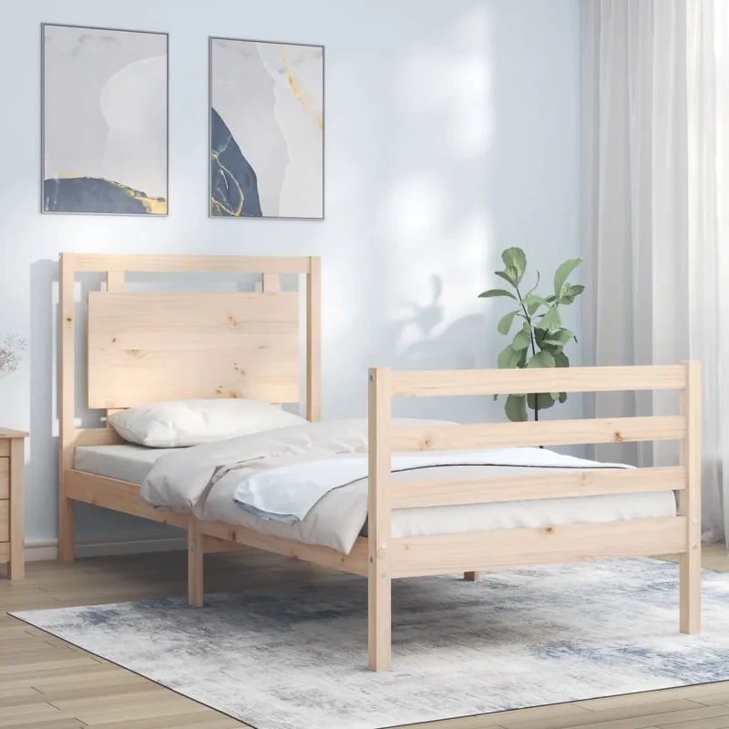 vidaXL Bedframe met hoofdbord massief hout