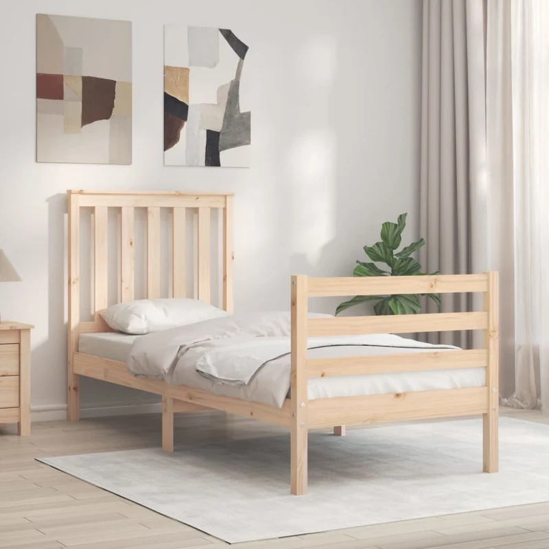 vidaXL Bedframe met hoofdbord massief hout