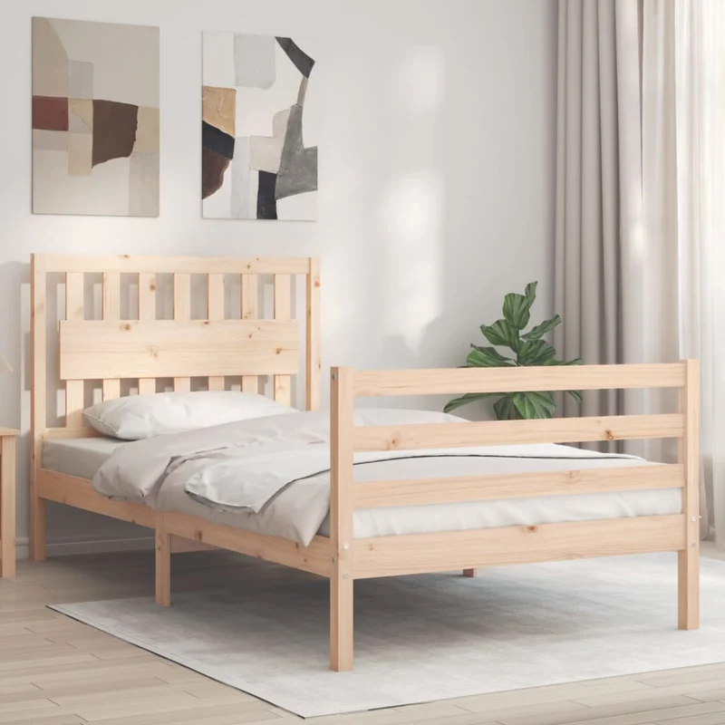 vidaXL Bedframe met hoofdbord massief hout