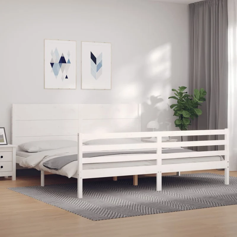 vidaXL Bedframe met hoofdbord massief hout 100x200 cm