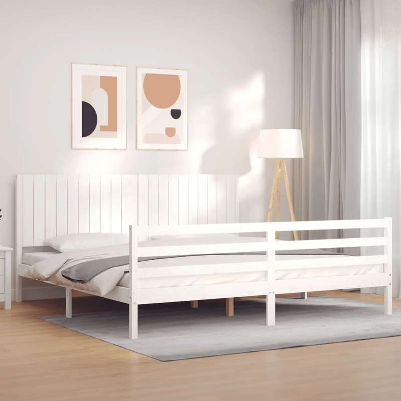 vidaXL Bedframe met hoofdbord massief hout