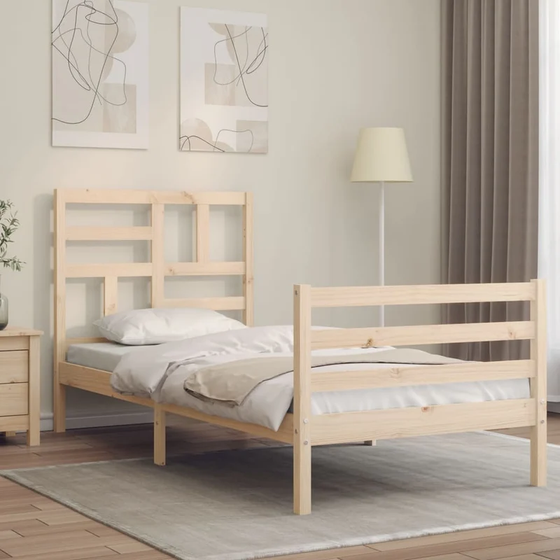 vidaXL Bedframe met hoofdbord massief hout