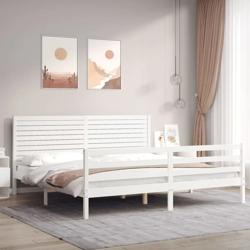vidaXL Bedframe met hoofdbord massief hout