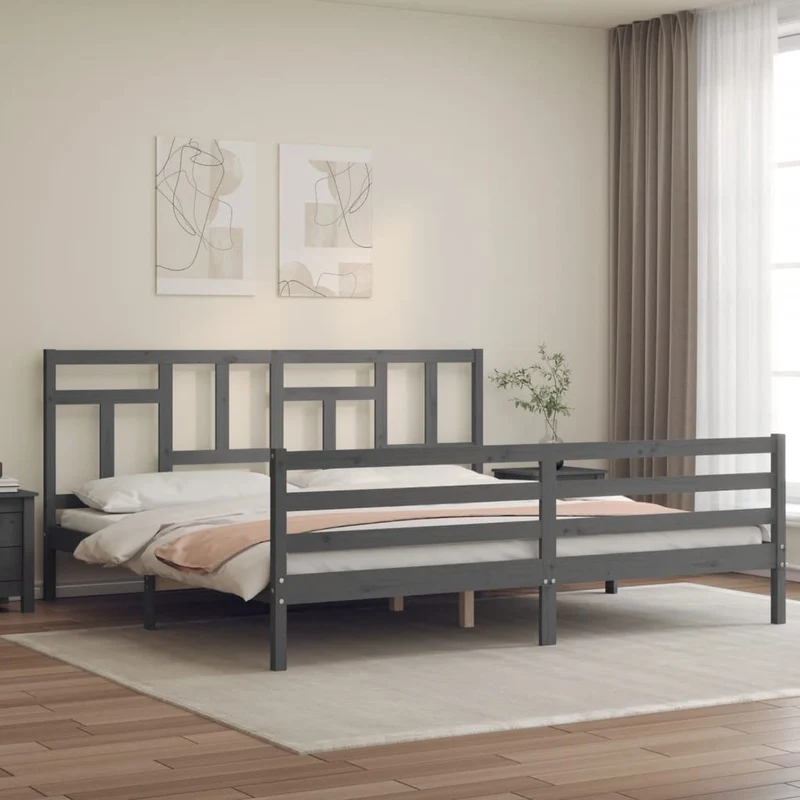 vidaXL Bedframe met hoofdbord massief hout