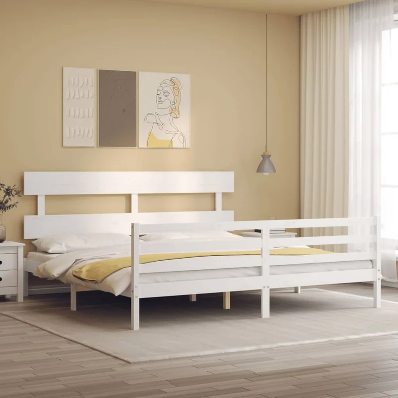 vidaXL Bedframe met hoofdbord massief hout