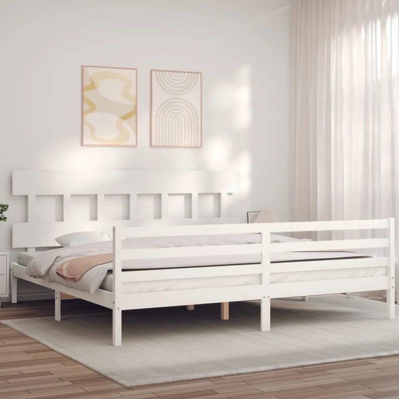 vidaXL Bedframe met hoofdbord massief hout