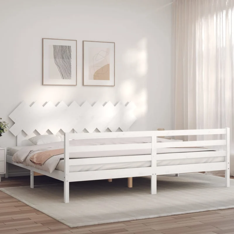 vidaXL Bedframe met hoofdbord massief hout