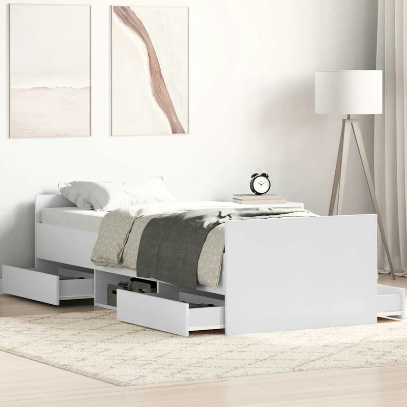 vidaXL Bedframe met hoofd- en voeteneinde wit 100x200 cm