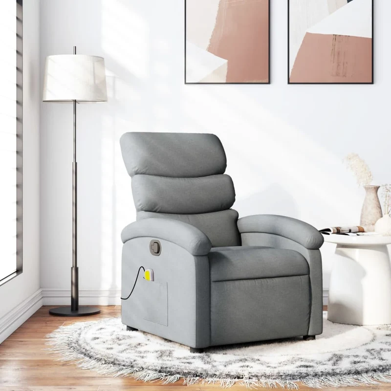 vidaXL Massagestoel met lichtgrijze stof