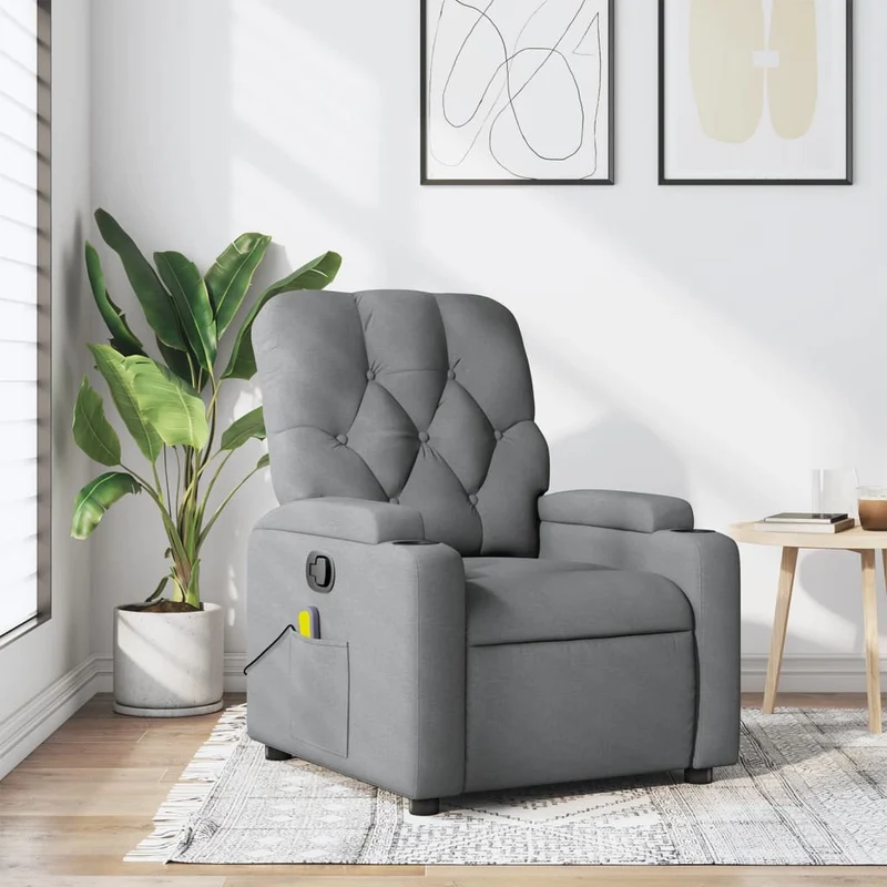 vidaXL Massagestoel met lichtgrijze stof