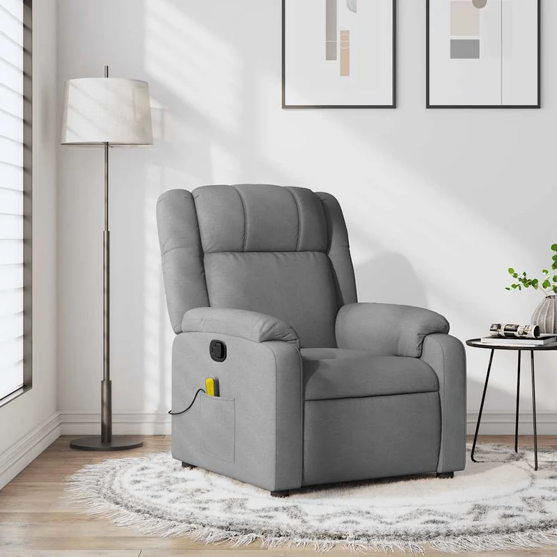 vidaXL Massagestoel met lichtgrijze stof