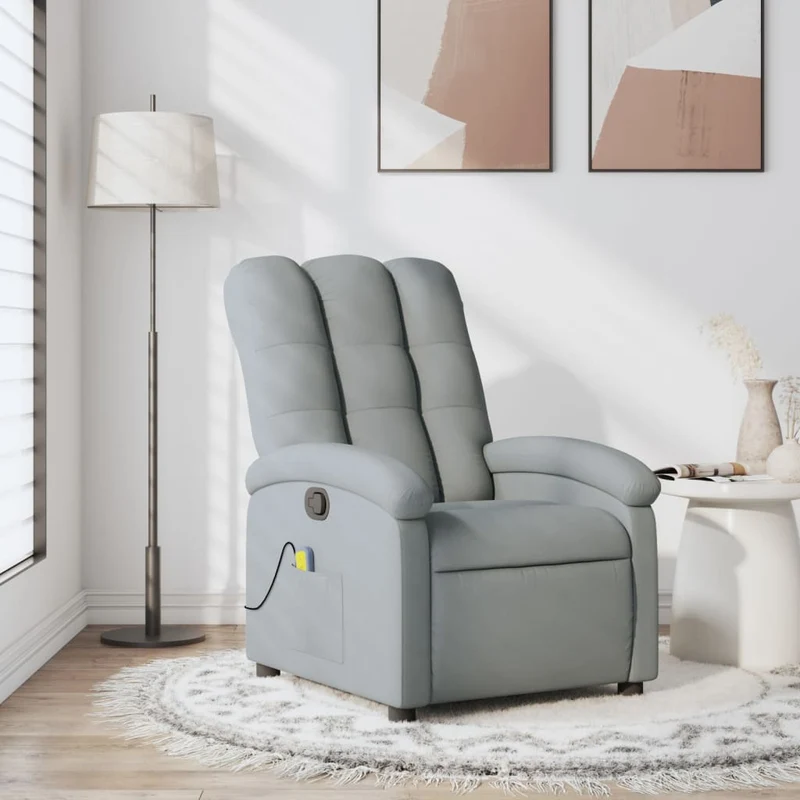 vidaXL Massagestoel met lichtgrijze stof