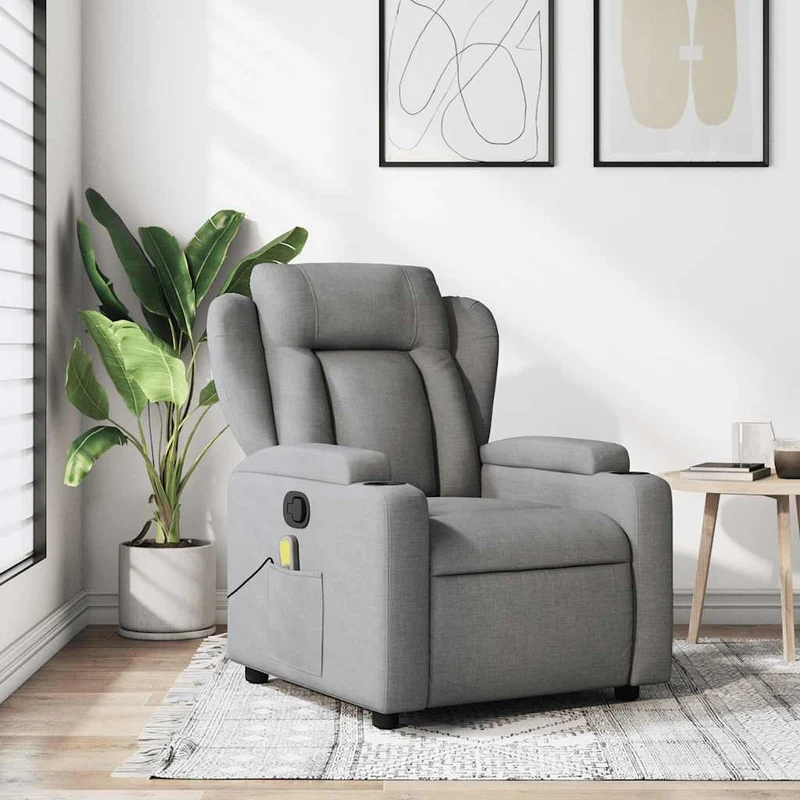 vidaXL Massagestoel met lichtgrijze stof