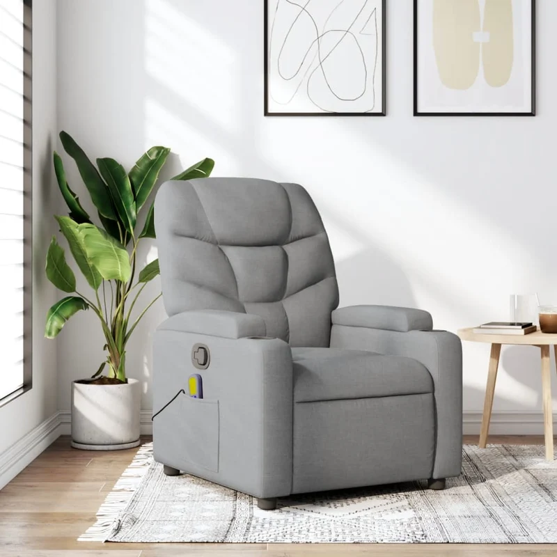 vidaXL Massagestoel met lichtgrijze stof