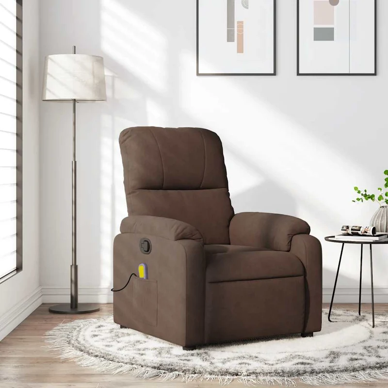 vidaXL Massagestoel van microvezelstof in bruin