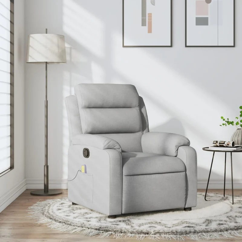 vidaXL Massagestoel met lichtgrijze stof
