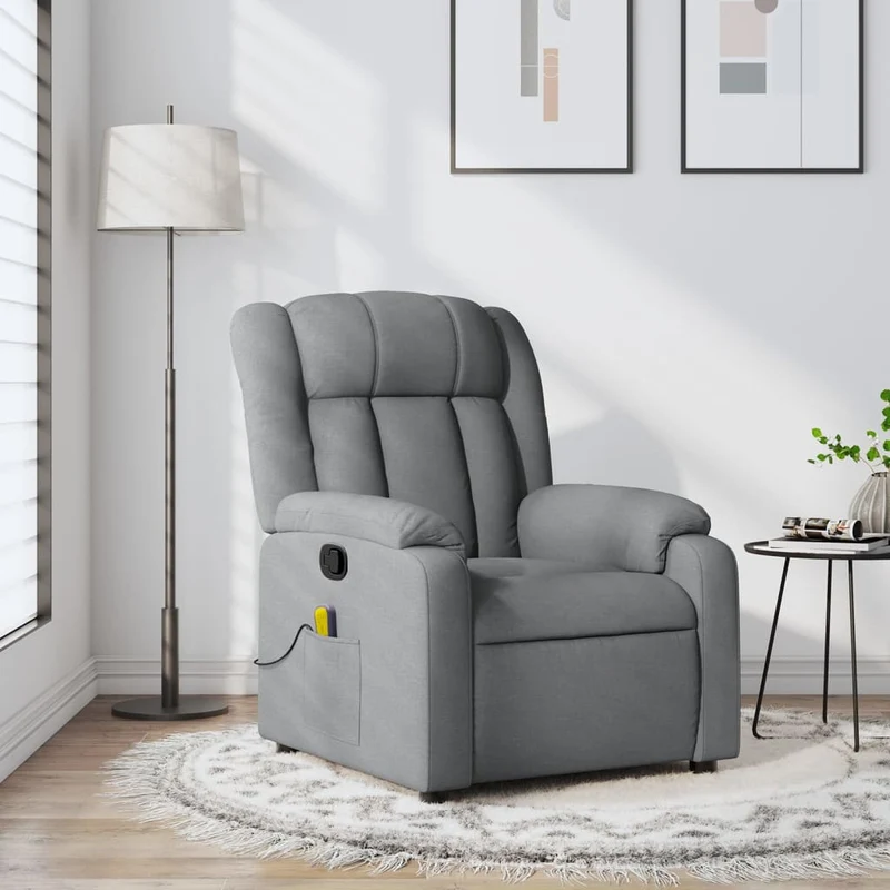vidaXL Massagestoel met lichtgrijze stof