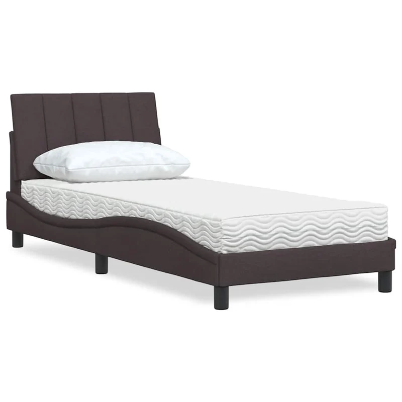 vidaXL Bed met matras "Hanko" stof lichtgrijs 80x200 cm